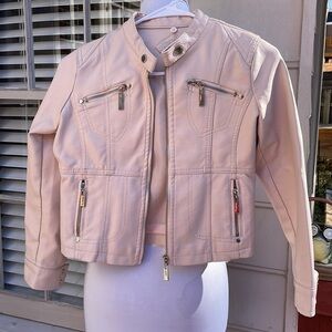 JouJou Light Pink Vegan Leather Moto Jacket Size M (Junior)